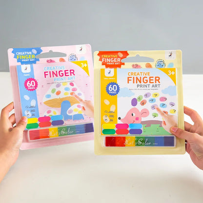 Children's Finger Painting Graffiti Coloring Puzzle Palm Painting Portable Paper Toy Inkpad Paint Set