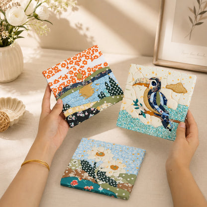 DIY Kinusaiga Fabric Art Kit for Adults and Kids Creative Fabric Collage Art Set with Tools Gift Box