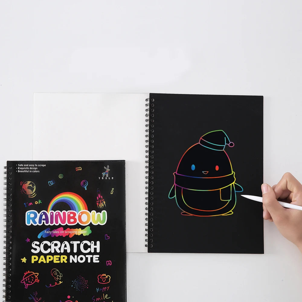 Custom Scratch Painting DIY Art Craft Rainbow Scratch Paper OEM Scratch Art Paper With Wooden Stylus