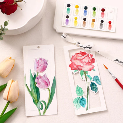 YUELU 10pcs/set Watercolor Bookmark Painting Set