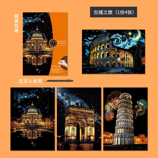 YUELU A3 Size Relief laser Scratch Drawing