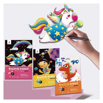 4pcs 16K Children DIY  Scratch Art Paper For Kids