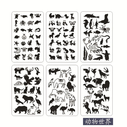 Factory Supply 6 Pcs Reusable Hollow Out Stencils Custom Plastic Drawing Stencils For DIY Painting on Wall Floor