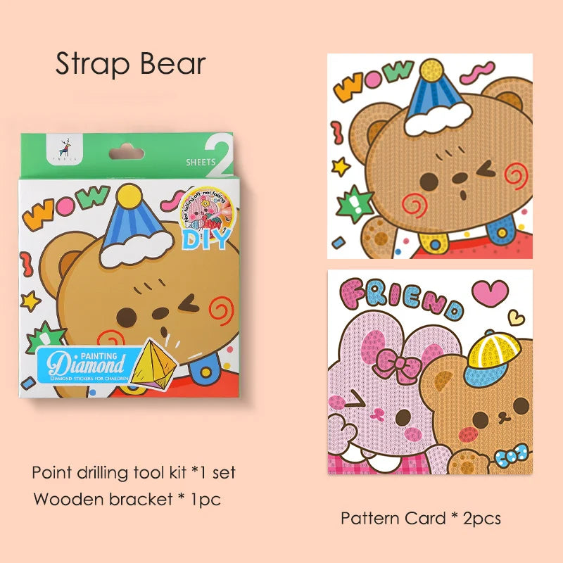 Children's DIY 5D Diamond Painting Kits Cartoon Puzzle Diamond Stickers Girls Fun Gift Box Kid's Educational Toys