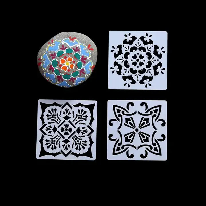 YUELU Laser Cut Stencil Mandala Painting Template  11*11cm  OEM Custom Plastic Drawing Template