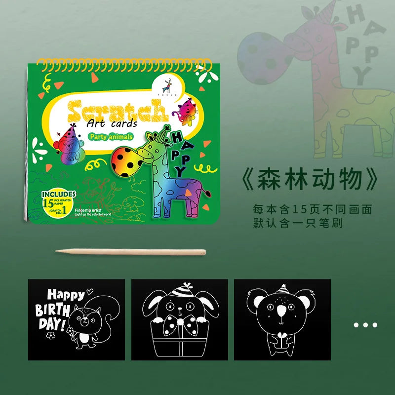 Customized Art Scratch book for kids Magic Painting Scratch Paper Set DIY Kids Colorful Scratch card