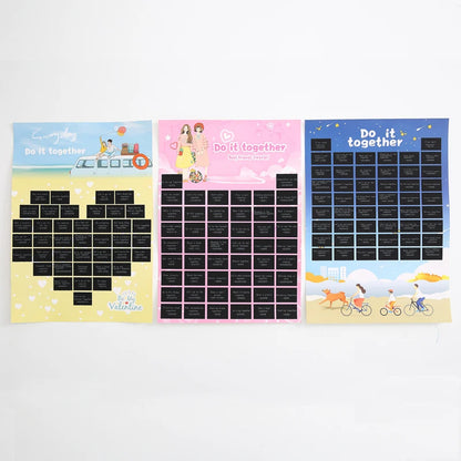 YUELU Scratch Painting 50 Little Thing To Do Together Scratch-off Poster Scratch Wishlist For Couples Kids Girlfriend
