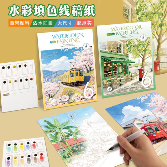 YUELU Large Size Creative Watercolor Coloring Paper Premium Quality Watercolor Drawing Toys for DIY Painting with Pigment