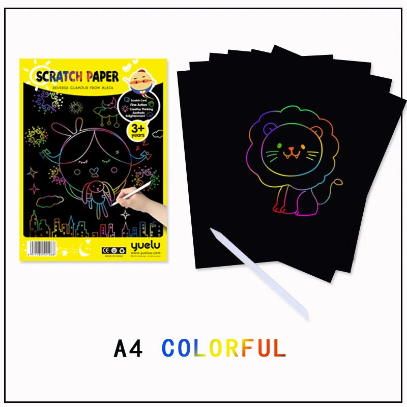 Rainbow Scratch Paper Art 10pcs Children Educational Toy Scratch Drawing Paper DIY Art Craft Creative Gift For Kids