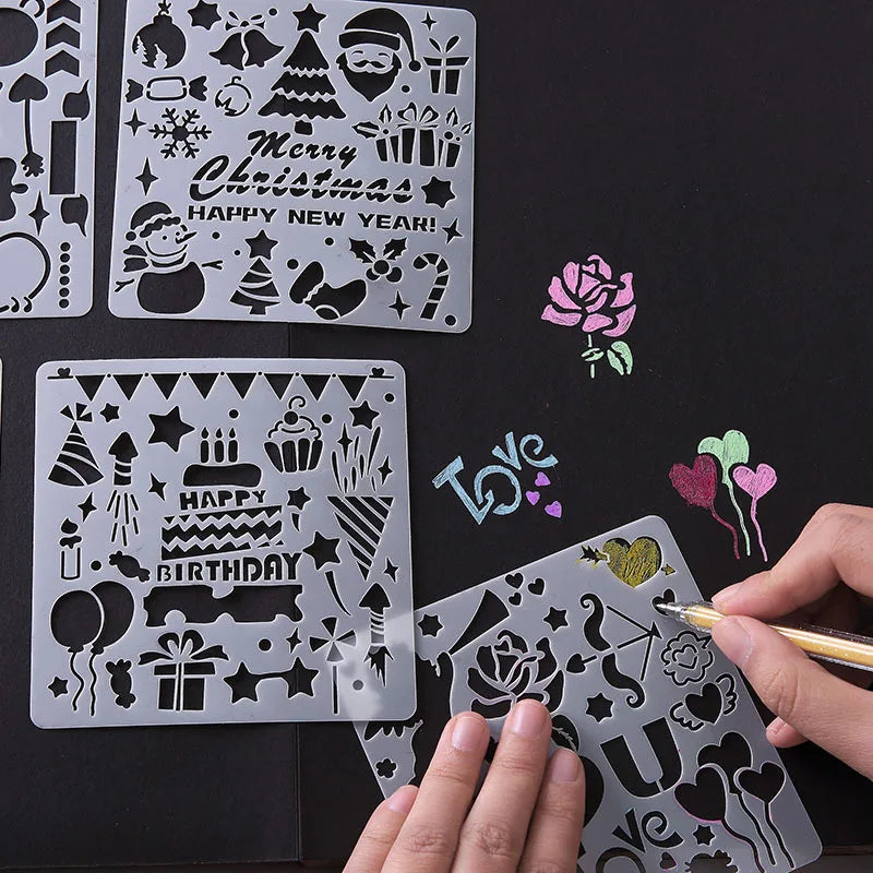 OEM Custom Drawing Template Reusable Laser Cut PET Plastic Stencil Scrapbook Album Painting Template Stencil
