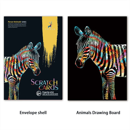 Colorful Scratch Animals Drawing Handmade Art