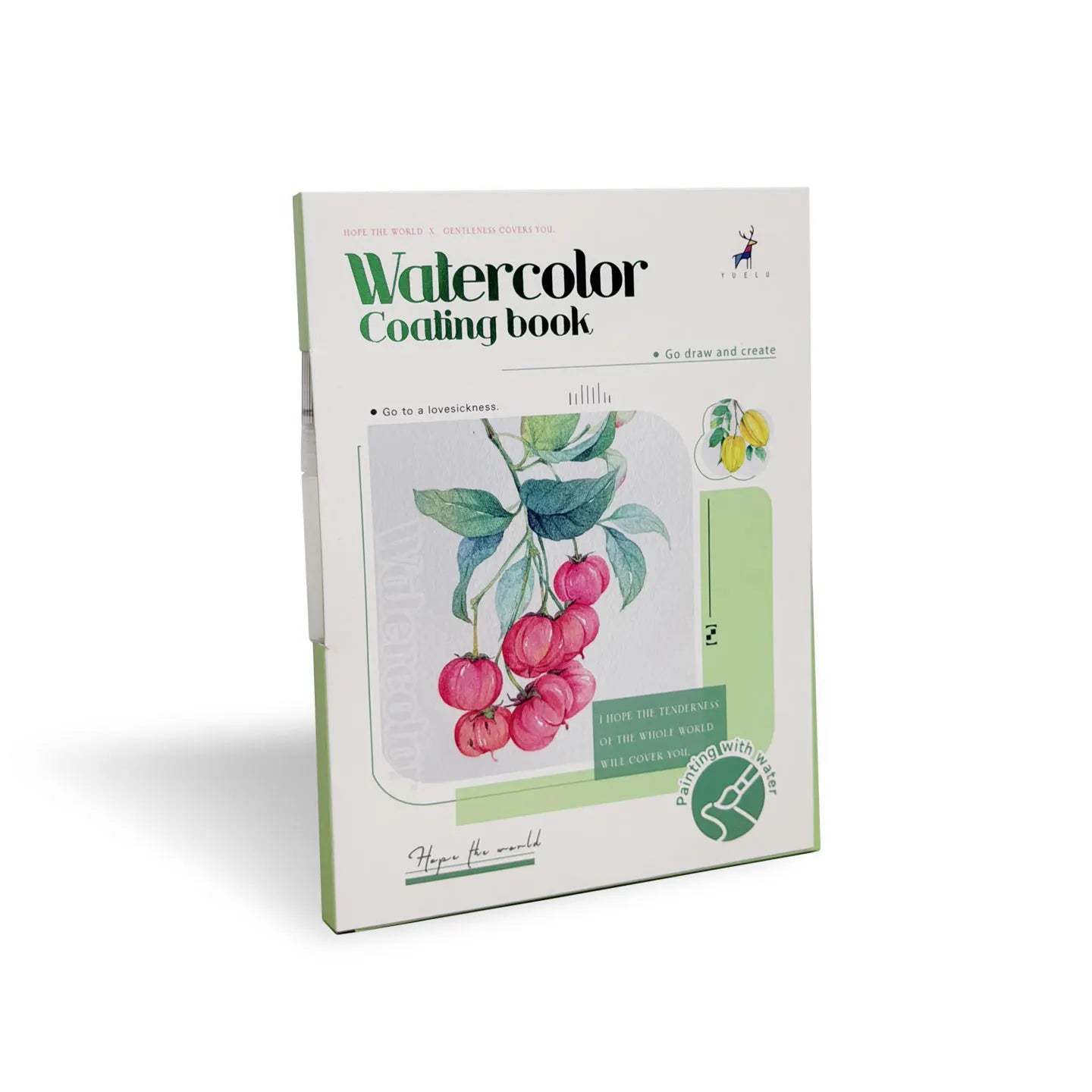 YUELU Pastel Floral Watercolor Painting Toy Portable Travel Beginners Practice Watercolor Sketchbook Set with Pigment Card