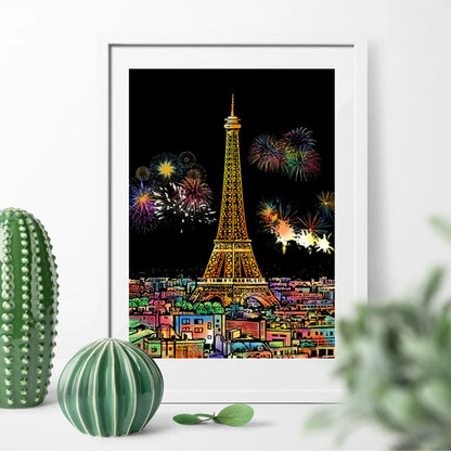 A4 Size Scratch Painting DIY City Building