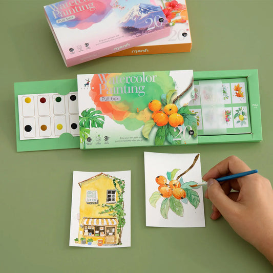 YUELU Watercolor Painting Set 20pcs Coloring Drawing Paper Professional Watercolor Graffiti Painting with Surprise Pulling Box