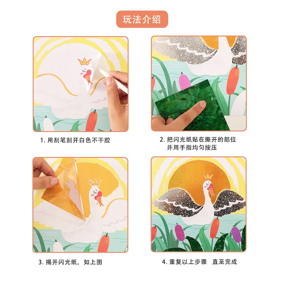 Wholesale DIY Sticker Painting Toy Indoor Playhouse Shiny Paste Painting stickers Kits for Kids