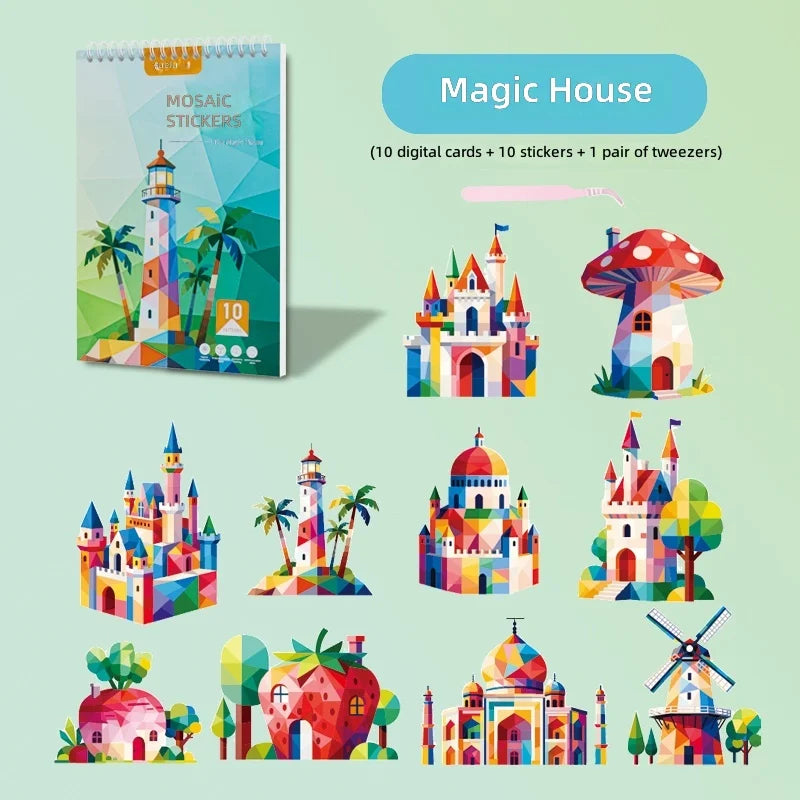 Yuelu Children's Paper Number Puzzle Book Handmade DIY Animal Collage Sticker Focus joy