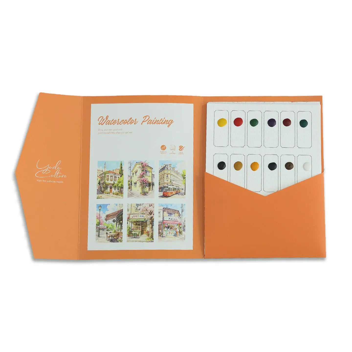 YUELU Beginners Watercolor Painting Set 6pcs Portable Watercolor Sketchbook Kit with Pigment Paint Brush