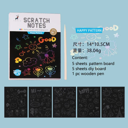 Wholesale Cheap Stationery DIY Scratch Notebook 10sheets Rainbow Scratch Paper Art Set For Kids