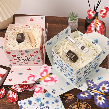 Flying Butterfly Heart Design Gift Box Crossing Line Technique-Surprise Creative Packaging for Birthday Party Graduation