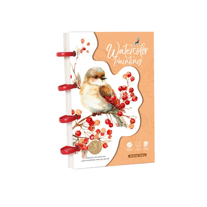 Yuelu Portable Watercolor Notebook with 12-color Paint, Die-cut Design, Mushroom Button Closure Watercolor Notebook