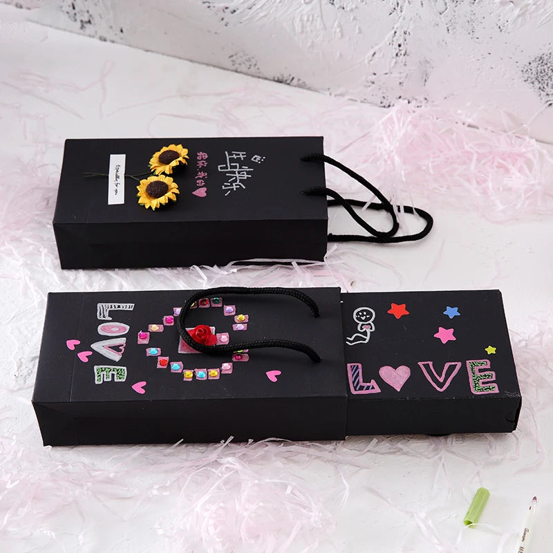 DIY Birthday Christmas Anniversary Wedding Valentine Gifts Photo Album Scrapbooking Love Memory Surprise Black Bounce Gift Box