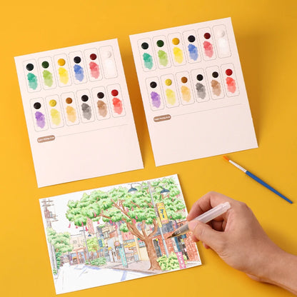 YUELU 12 Color Watercolor paint card Replace art set Painting Portable Pigment Card Travel Pocket Watercolor Pigment