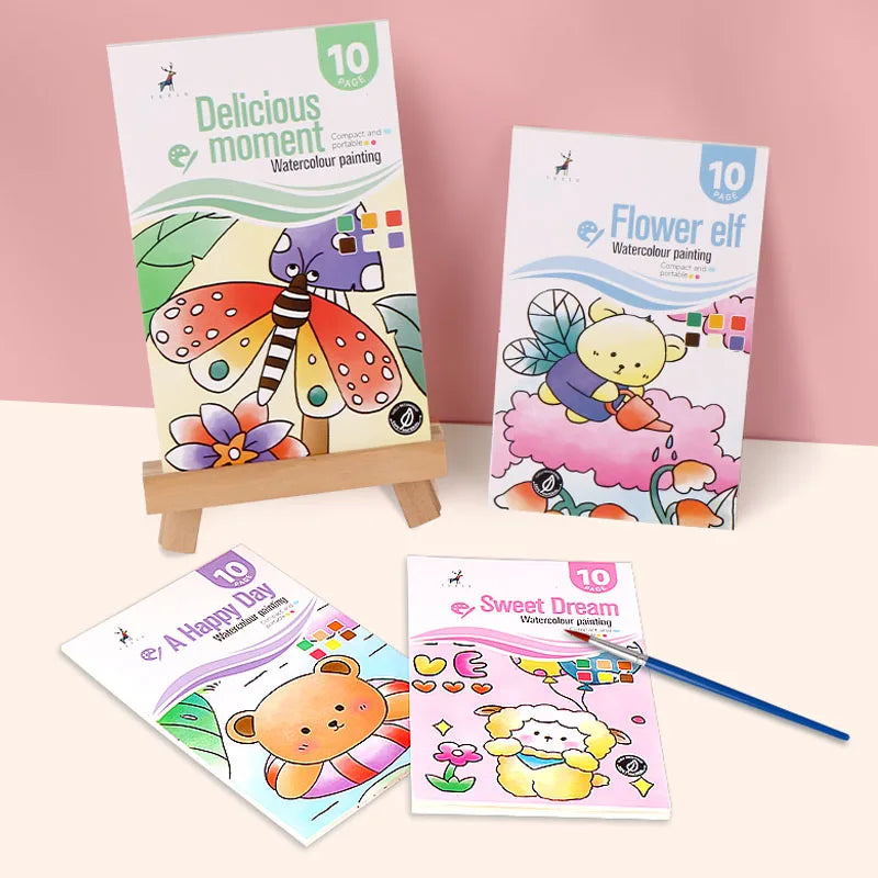 YUELU Wholesale Children Pocket Watercolor Painting Book Magic Travel Pocket Watercolor Book Set With Paint And Paint Brush