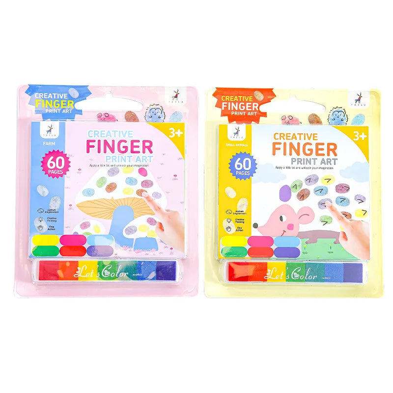 Children's Finger Painting Graffiti Coloring Puzzle Palm Painting Portable Paper Toy Inkpad Paint Set