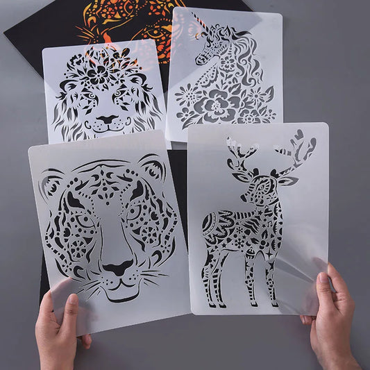 Wholesale Custom PET Stencil A4 Hollowed Out Animal Template Plastic Drawing Stencil For Diy Painting Scrapbooking Card Making