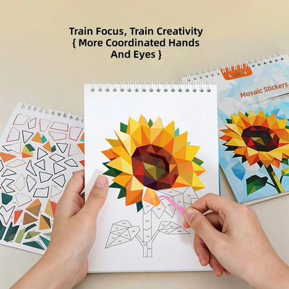 Yuelu Children's Paper Number Puzzle Book Handmade DIY Animal Collage Sticker Focus joy