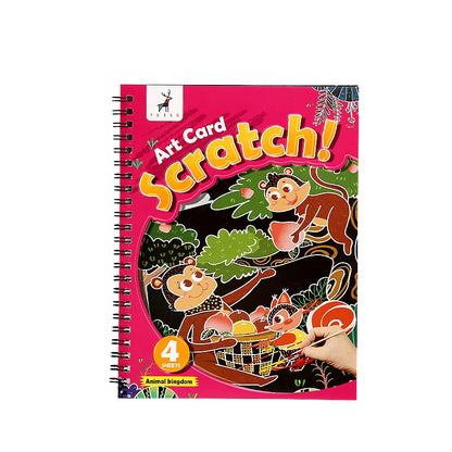 YUELU 4 Design Wholesale 15.7*20.7cm Cartoon Scratch Book Children DIY Educational Toys Magic Rainbow Scratch Art Paper For Kids