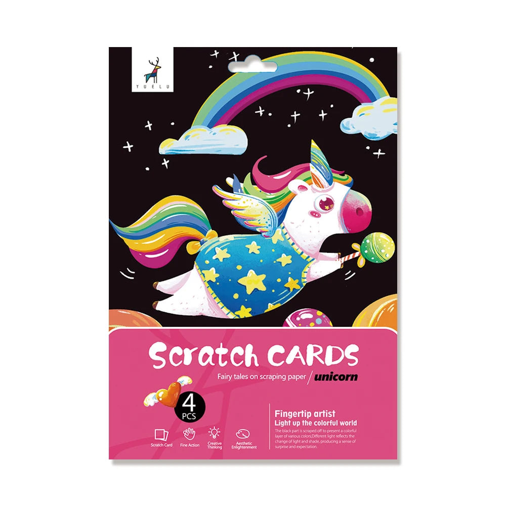 4pcs 16K Children DIY  Scratch Art Paper For Kids
