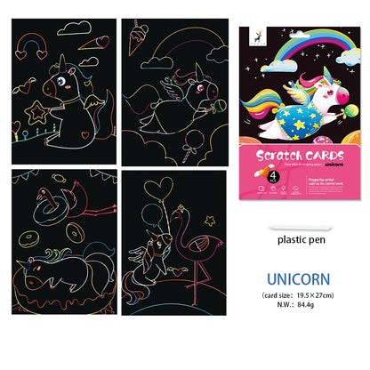 4pcs 16K Children DIY  Scratch Art Paper For Kids