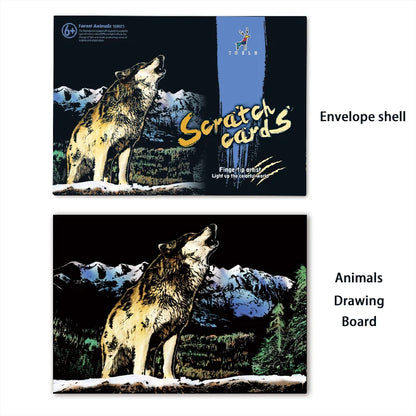 Colorful Scratch Animals Drawing Handmade Art