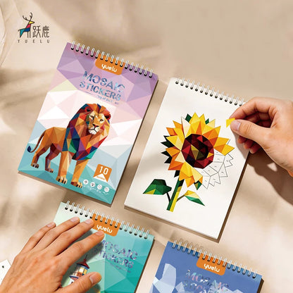 Yuelu Children's Paper Number Puzzle Book Handmade DIY Animal Collage Sticker Focus joy