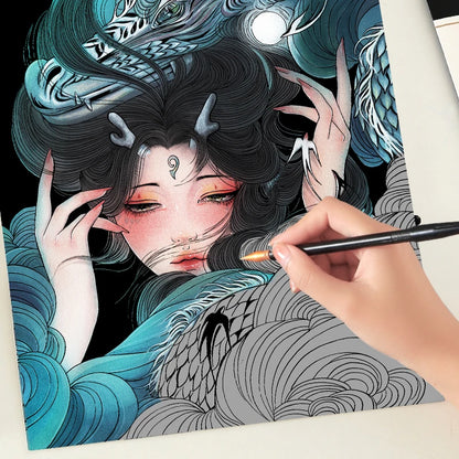 YUELU Chinese Style Scraping Painting Adult Decompression DIY Toy Sketch Pads Creative Gift Scratch Art Paper