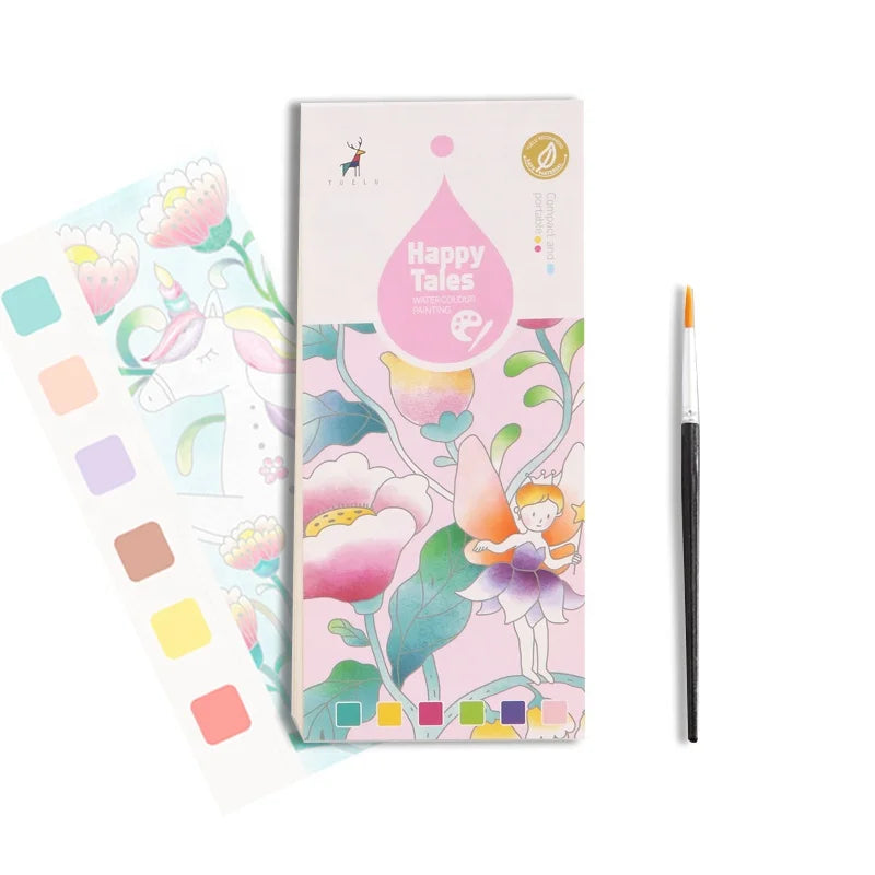 Pocket Watercolor Painting Book for Kids Watercolor Paint Bookmark Kit Travel Pocket Watercolor Book