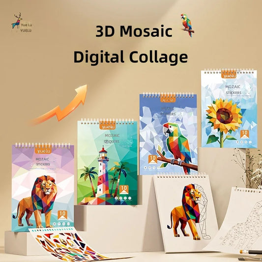 Yuelu Children's Paper Number Puzzle Book Handmade DIY Animal Collage Sticker Focus joy