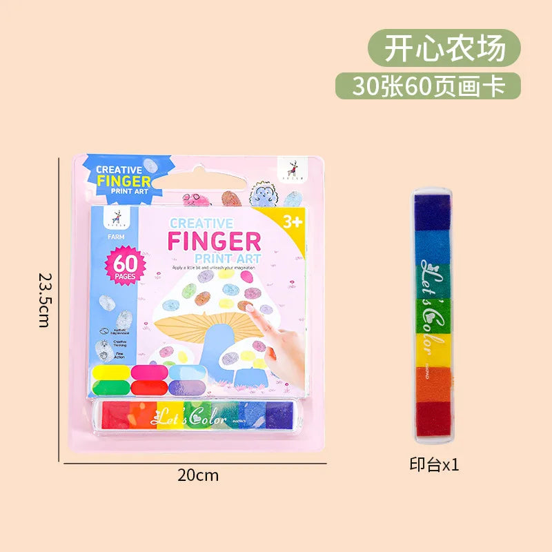 Children's Finger Painting Graffiti Coloring Puzzle Palm Painting Portable Paper Toy Inkpad Paint Set