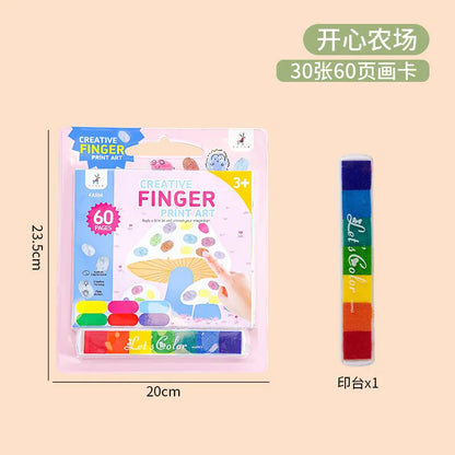 Children's Finger Painting Graffiti Coloring Puzzle Palm Painting Portable Paper Toy Inkpad Paint Set