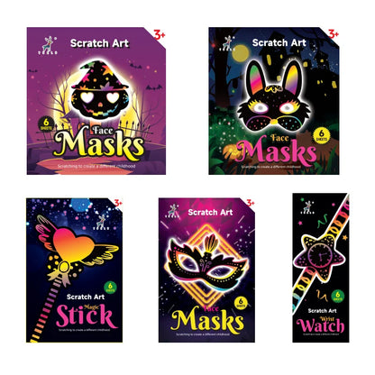 YUELU Halloween Christmas Scratching Mask Children's Cosplay Prop Set Scratch Watch Party Scratch Mask For Kids