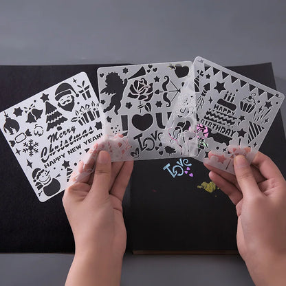 OEM Custom Drawing Template Reusable Laser Cut PET Plastic Stencil Scrapbook Album Painting Template Stencil