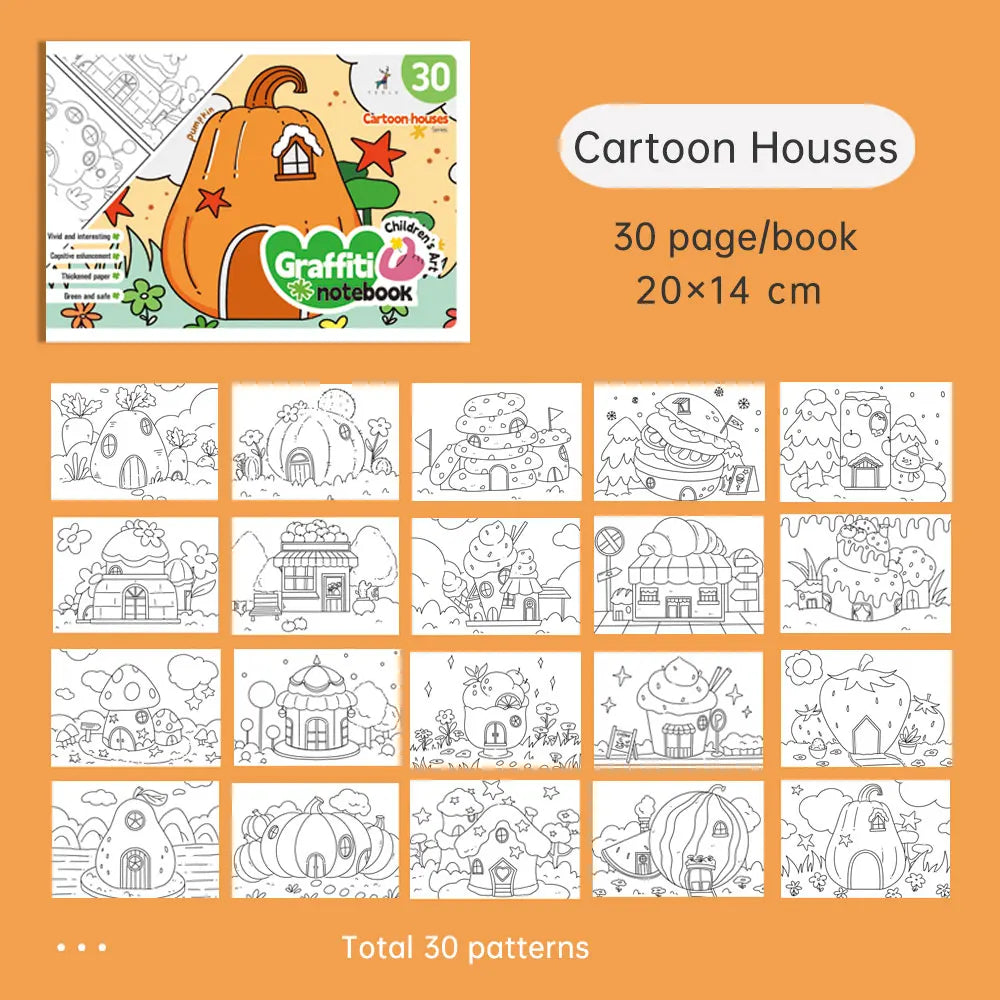 YUELU A5 Children Graffiti Drawing Book Blank DIY Hand Drawing Paper 30 Pages Art Coloring Book