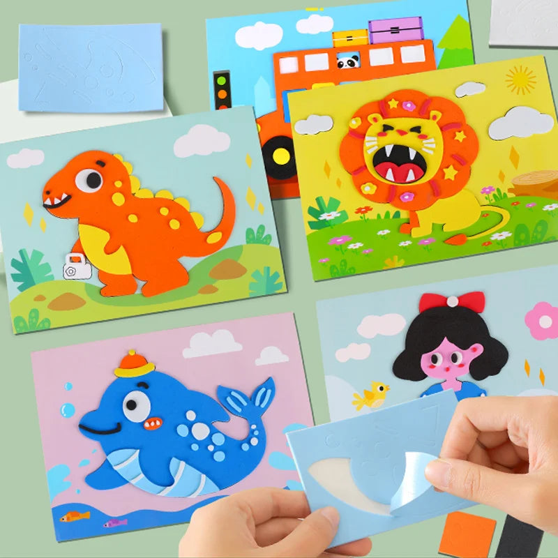 Children's EVA Handmade Stickers Wholesale 3D Puzzle Stickers Cartoon Art Kits Soft Foam Sticker Toy For Kids
