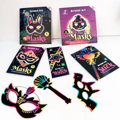 YUELU Halloween Christmas Scratching Mask Children's Cosplay Prop Set Scratch Watch Party Scratch Mask For Kids