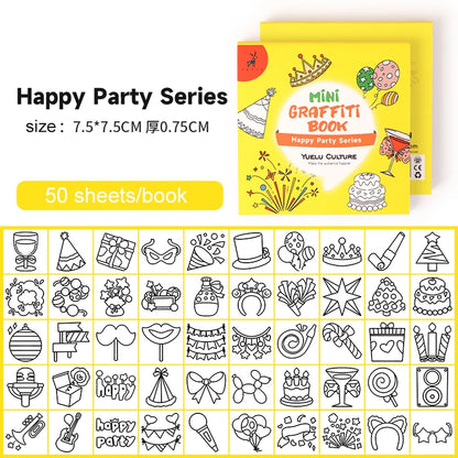 YUELU Cartoon Mini Graffiti Notebook Portable DIY Drawing Notebook 50 sheets Children Coloring Notebook