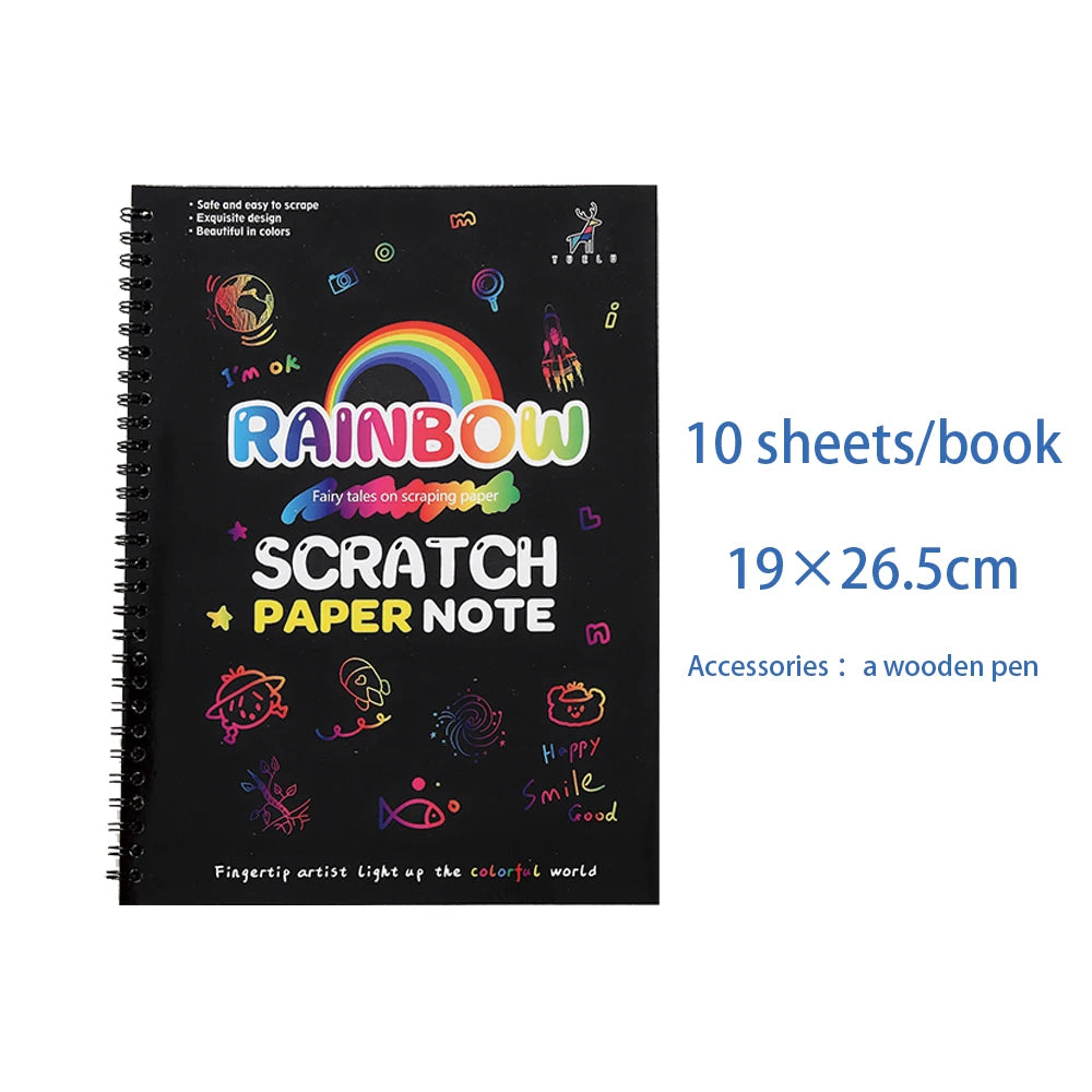 Custom Scratch Painting DIY Art Craft Rainbow Scratch Paper OEM Scratch Art Paper With Wooden Stylus