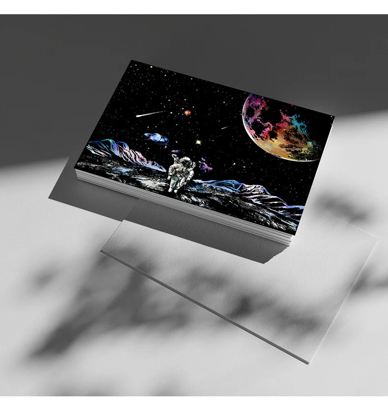 YUELU Astronaut Rainbow Scratch Painting DIY Art Craft Space Night Painting Scratchboard