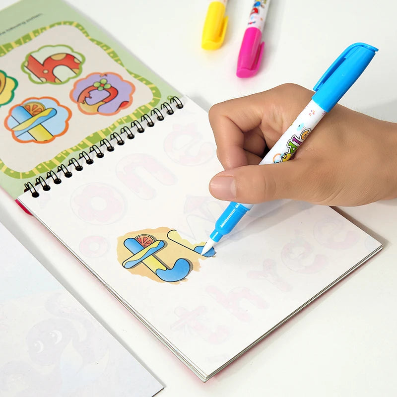 Hot Eco Christmas Educational Drawing Kids Magic Color Paint Water Book Magic Water Colouring Book With Doodle Pen