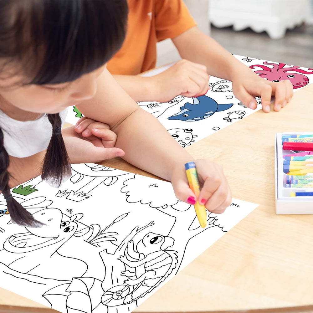 DIY Doodle Toy Indoor Playhouse Cardboard Super Long Graffiti Painting Set With 6pcs Watercolor Pen